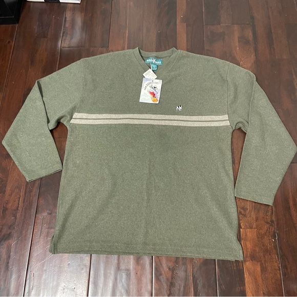 NWT Vintage Big Dogs Vneck Sweater Men’s Size 2X Green Stripes - Picture 1 of 8